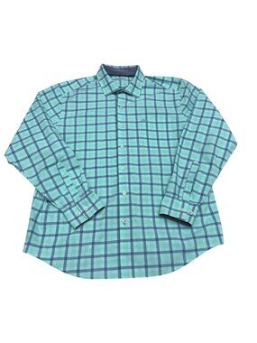 Tommy Bahama IslandZone Men's Green & Blue Plaid LS Button-Down Shirt, Size L
